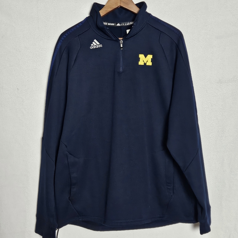 Adidas Michigan Wolverines 1/4 Zip Pullover Jacket Climawarm Size XL